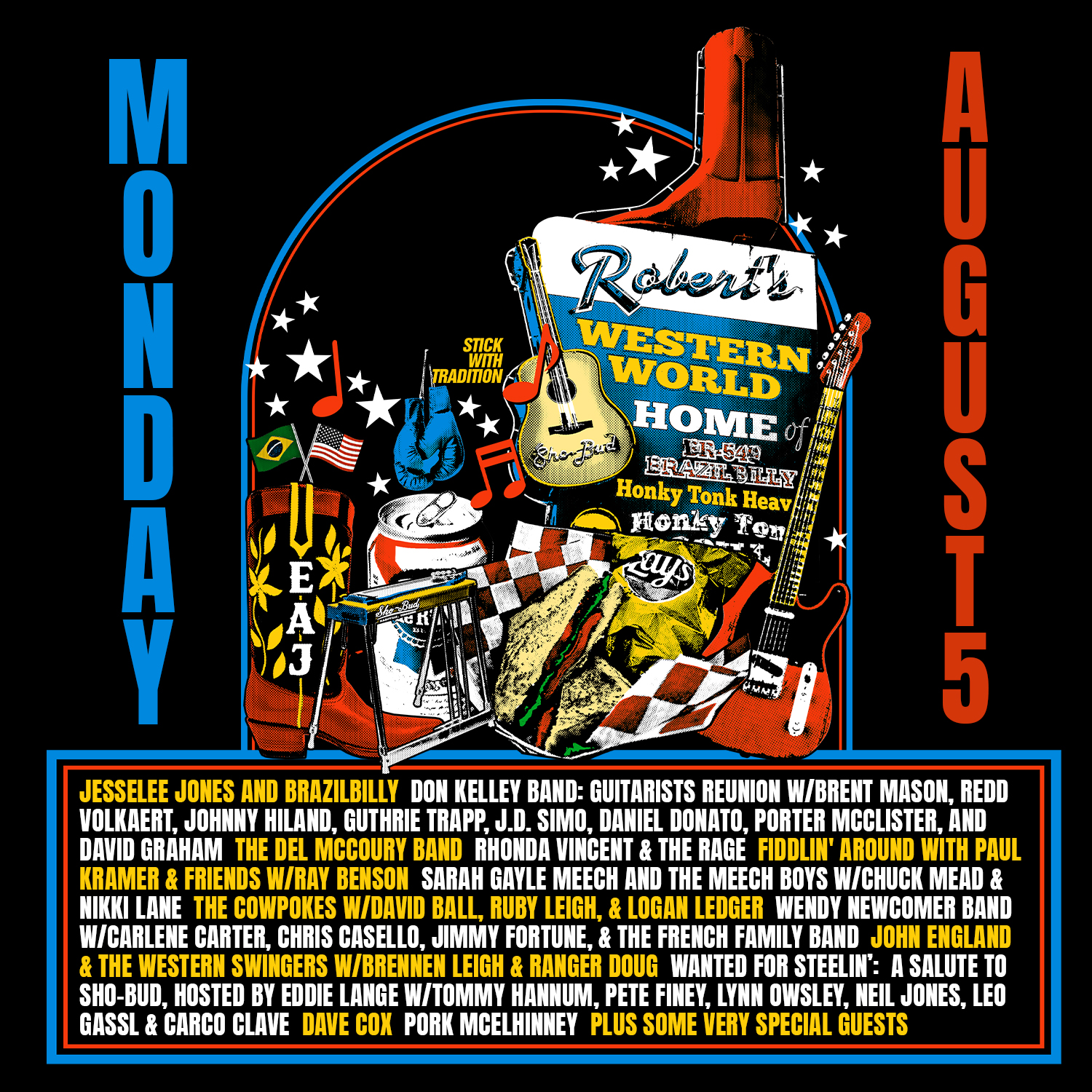 Lineup poster for Robert's Western World 25th Anniversary Block Party